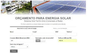 orçamento energia solar grid tie conectado à rede